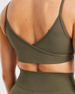 Sculpt Wrap Sports Bra - Deep Khaki - Image 6