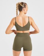 Sculpt Wrap Sports Bra - Deep Khaki - Image 2