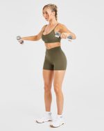 Sculpt Wrap Sports Bra - Deep Khaki - Image 7