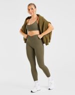 Sculpt Wrap Leggings - Deep Khaki - Image 7