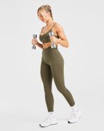 Sculpt Wrap Leggings - Deep Khaki - Image 8