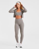 Sculpt Wrap Zip Up Jacket - Smoke Grey - Image 8