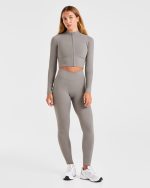 Sculpt Wrap Zip Up Jacket - Smoke Grey - Image 3