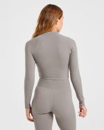 Sculpt Wrap Zip Up Jacket - Smoke Grey - Image 2