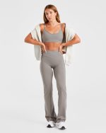 Sculpt Wrap Flared Leggings - Smoke Grey - Image 7