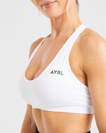 Essential Seamless Racer Back Sports Bra - White - Image 5