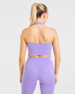 Staple Halterneck Crop Top - Vibrant Violet - Image 2