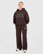 Varsity 2.0 Oversized Straight Leg Joggers - Cocoa Brown - Image 3