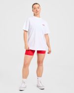 AYBL Sports Club Oversized T Shirt - White/True Red - Image 3