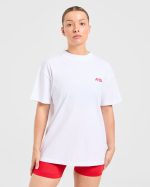 AYBL Sports Club Oversized T Shirt - White/True Red - Image 2