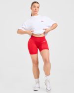 AYBL Sports Club Oversized T Shirt - White/True Red - Image 7