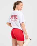 AYBL Sports Club Oversized T Shirt - White/True Red - Image 8