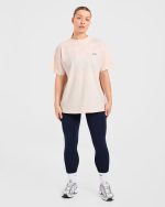 Body, Mind, You Oversized T Shirt - Peach/Navy - Image 3