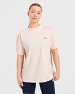Body, Mind, You Oversized T Shirt - Peach/Navy - Image 2