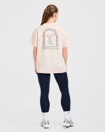 Body, Mind, You Oversized T Shirt - Peach/Navy - Image 4