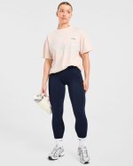 Body, Mind, You Oversized T Shirt - Peach/Navy - Image 7