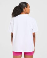 Sports Club Gothic Oversized T Shirt - White/Pink - Image 2