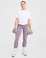 Strong Women Graphic Oversized T Shirt - White/Lilac - Image 8