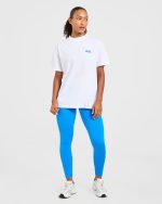 AYBL Sports Club Oversized T Shirt - White/Cobalt - Image 3