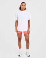 Lift Graphic Oversized T Shirt - White/Coral Peach - Image 3