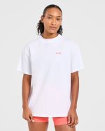 Lift Graphic Oversized T Shirt - White/Coral Peach - Image 2