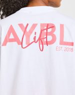 Lift Graphic Oversized T Shirt - White/Coral Peach - Image 6