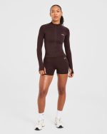 Empower Seamless Full Zip Jacket - Cocoa Brown - Image 3