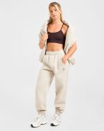 Retro Athletics Oversized Joggers - Sand - Image 7