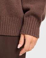 Varsity Oversized Knitted Sweater - Brown - Image 6