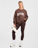 Varsity Oversized Knitted Sweater - Brown - Image 7