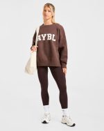 Varsity Oversized Knitted Sweater - Brown - Image 8