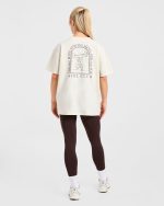 Body, Mind, You Oversized T Shirt - Beige/Brown - Image 4