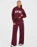 Varsity Oversized Knitted Hoodie - Burgundy - Image 7