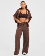 Varsity Oversized Knitted Joggers - Brown - Image 8