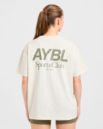 AYBL Sports Club Oversized T Shirt - Beige/Muted Olive