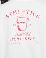 Athletics Sport Dept Oversized T Shirt - White/Red - Image 6