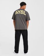 Essential Oversized T Shirt - Charcoal/Butter - Image 3