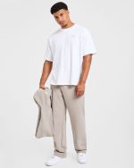 Essential Oversized Straight Leg Joggers - Stone - Image 7