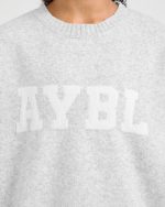 Varsity Oversized Knitted Sweater - Grey Marl - Image 5