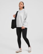 Varsity Oversized Knitted Sweater - Grey Marl - Image 8