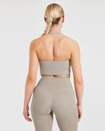 Staple Halterneck Crop Top - Muted Taupe - Image 2