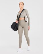 Staple Halterneck Crop Top - Muted Taupe - Image 8