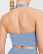 Staple Halterneck Crop Top - Slate Blue - Image 5