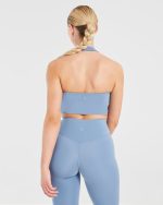 Staple Halterneck Crop Top - Slate Blue - Image 2
