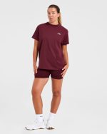 Athletics Club Oversized T Shirt - Red Wine/Pink - Image 3