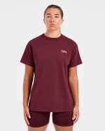 Athletics Club Oversized T Shirt - Red Wine/Pink - Image 2