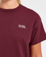 Athletics Club Oversized T Shirt - Red Wine/Pink - Image 6