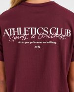 Athletics Club Oversized T Shirt - Red Wine/Pink - Image 5
