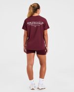 Athletics Club Oversized T Shirt - Red Wine/Pink - Image 4