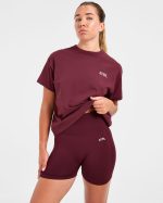 Athletics Club Oversized T Shirt - Red Wine/Pink - Image 7